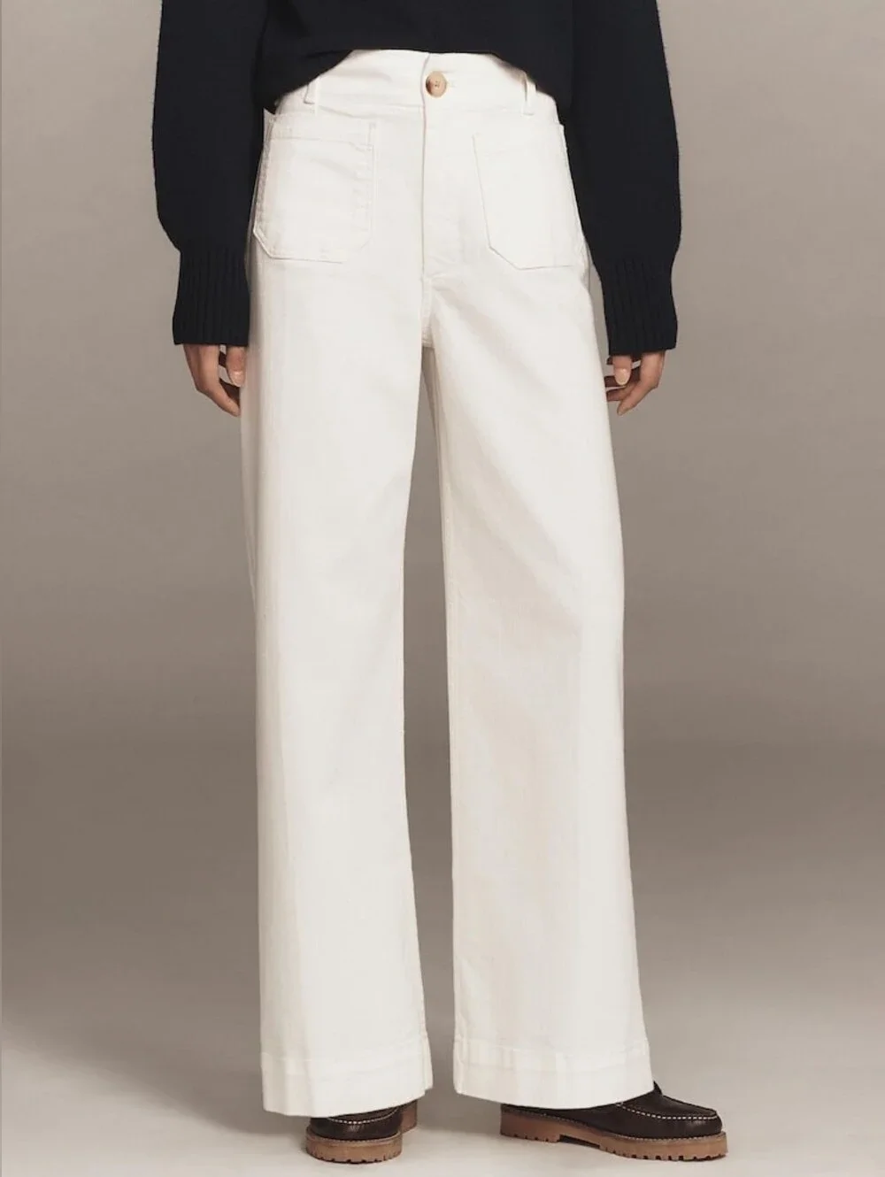 Anthropologie Maeve The Colette Full Length Wide-Leg Jeans White Size 24 Denim